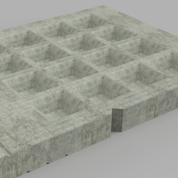 Coper waffle arrangement with steel mesh reinforcement